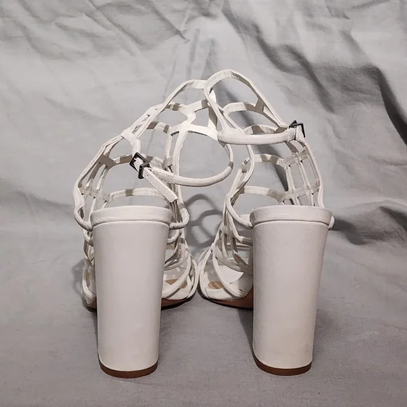 SCHUTZ Pearl White Jaden Caged Heeled Sandal, size 8B - Picture 3 of 8